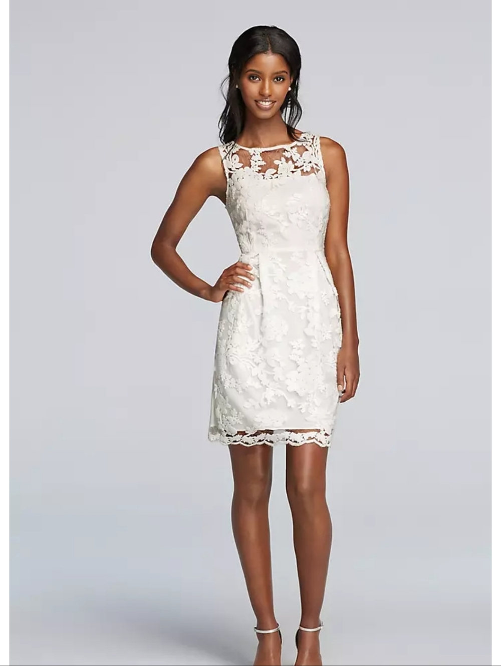 Donna Ricco Sleeveless White Lace Dress Size 6/Small